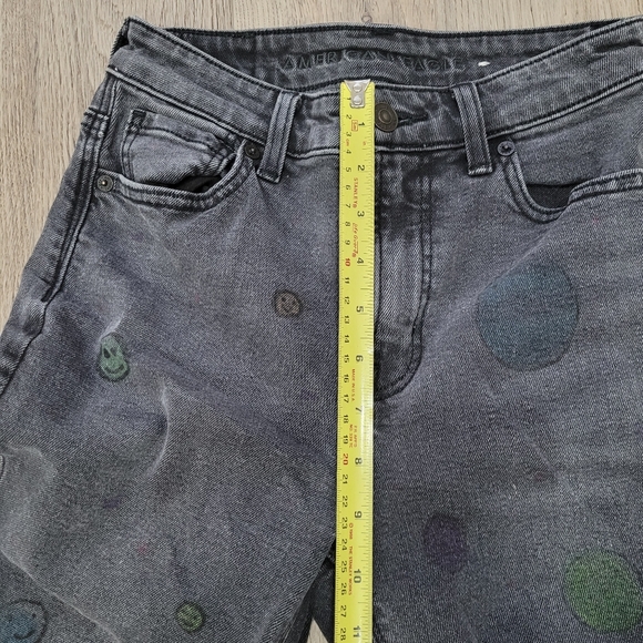 American Eagle Outfitters Grey Happy Face Pattern Jeans Denim Size: 00 - Picture 13 of 15